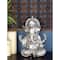 Silver Bohemian Polystone Sculpture, Ganesh 16" x 12" x 8"